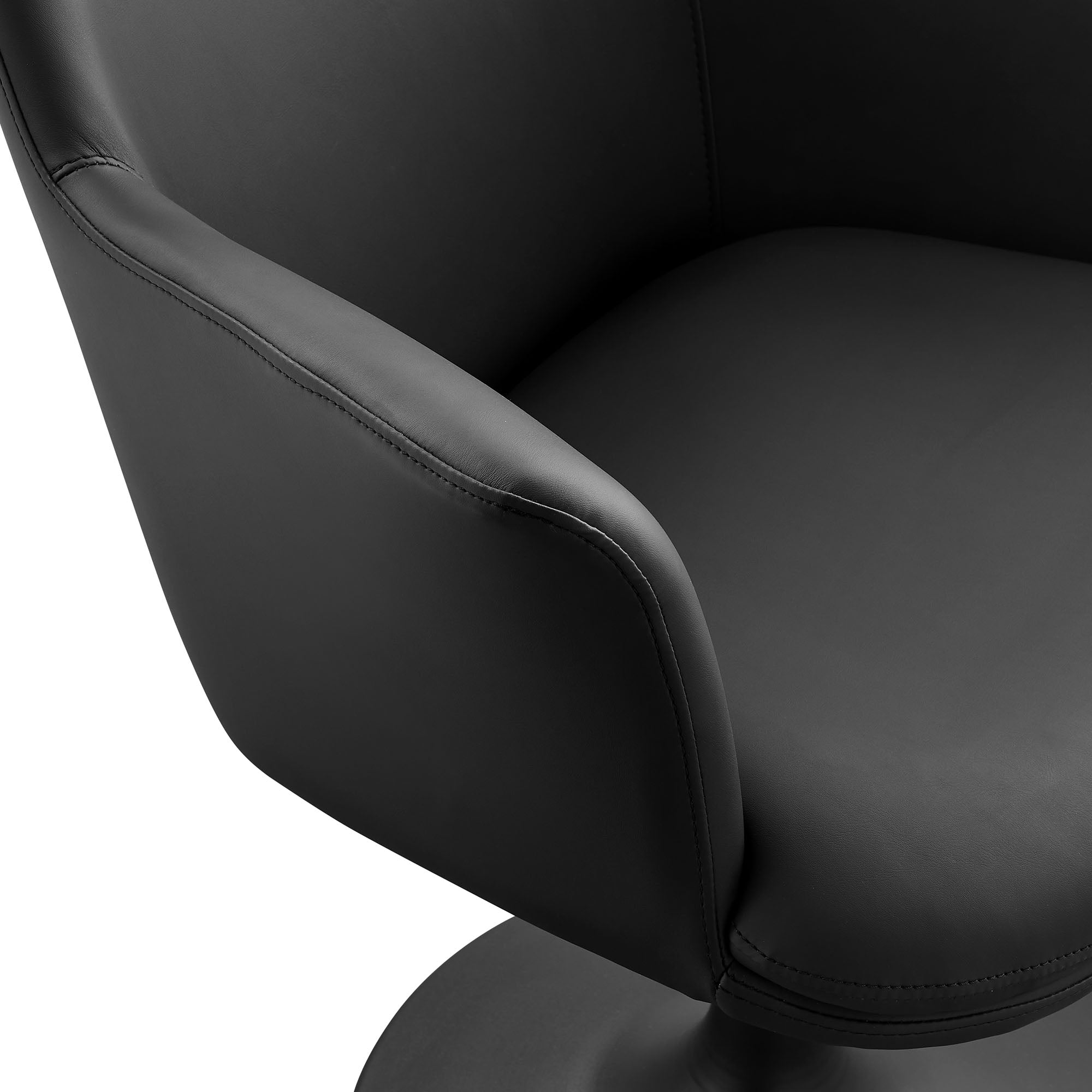 Lippa Swivel Dining Vegan Leather Armchair - Black Black