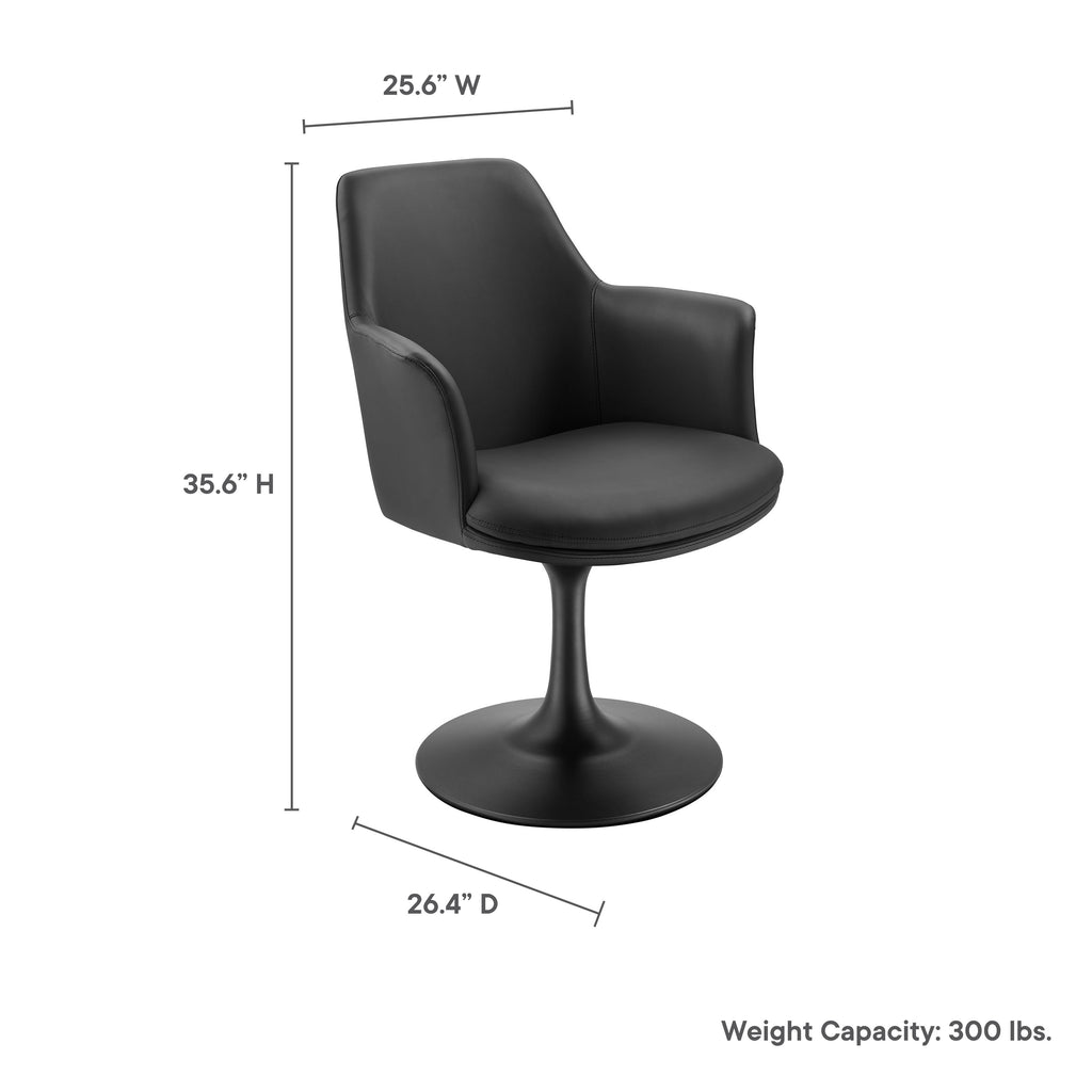 Lippa Swivel Dining Vegan Leather Armchair - Black Black
