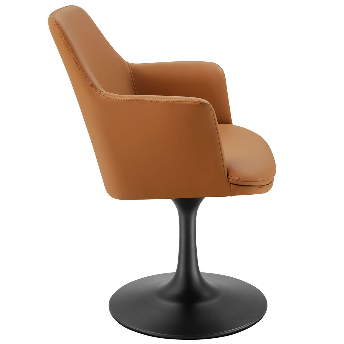Lippa Swivel Dining Vegan Leather Armchair - Black Tan