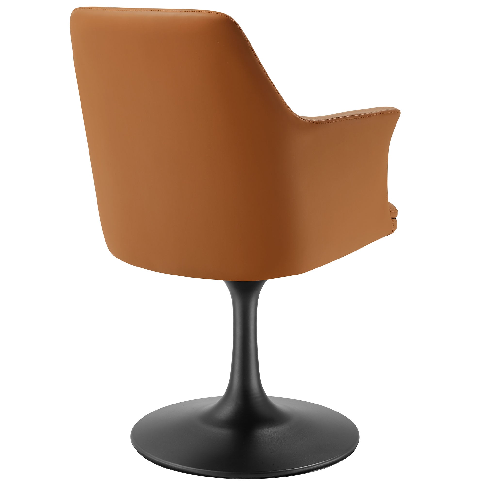 Lippa Swivel Dining Vegan Leather Armchair - Black Tan