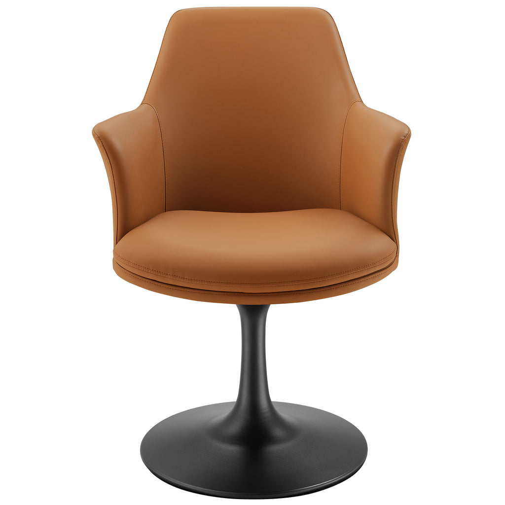Lippa Swivel Dining Vegan Leather Armchair - Black Tan