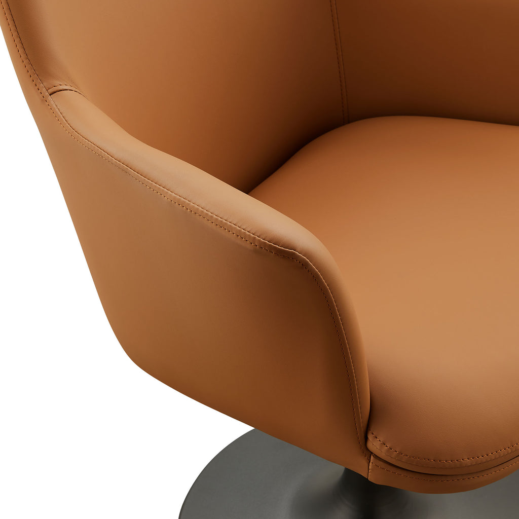 Lippa Swivel Dining Vegan Leather Armchair - Black Tan