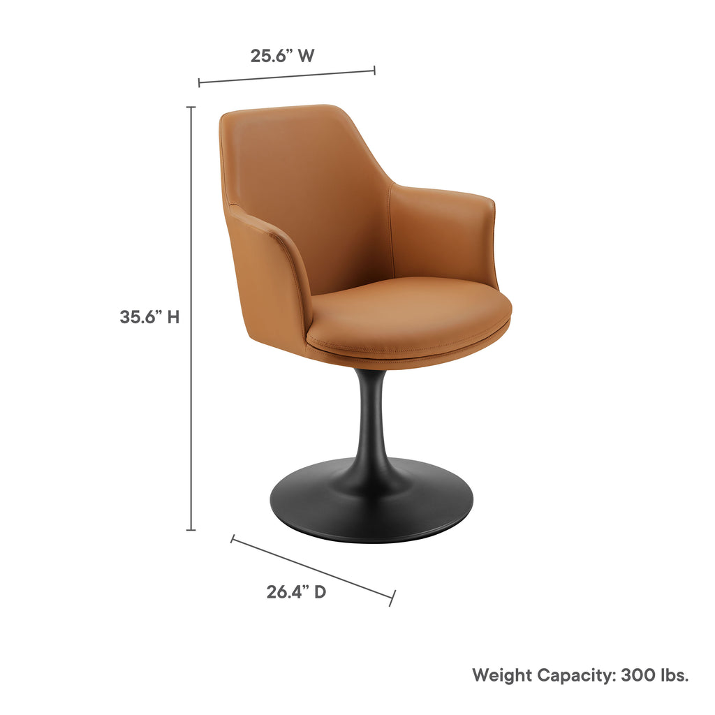Lippa Swivel Dining Vegan Leather Armchair - Black Tan