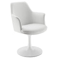 Lippa Swivel Dining Vegan Leather Armchair - White White