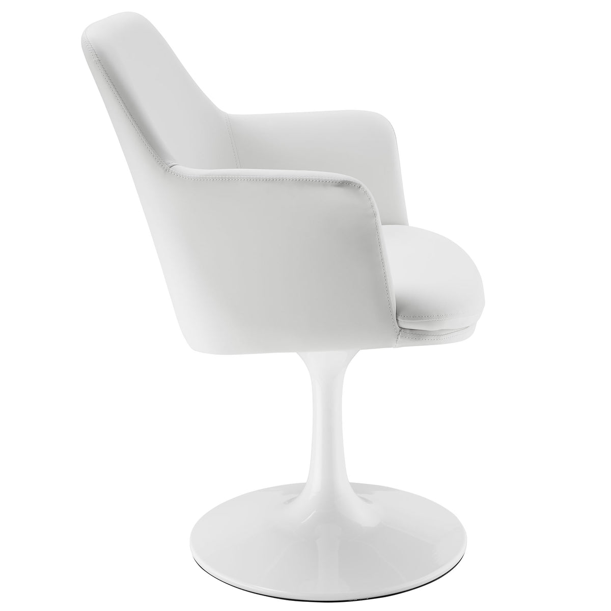 Lippa Swivel Dining Vegan Leather Armchair - White White