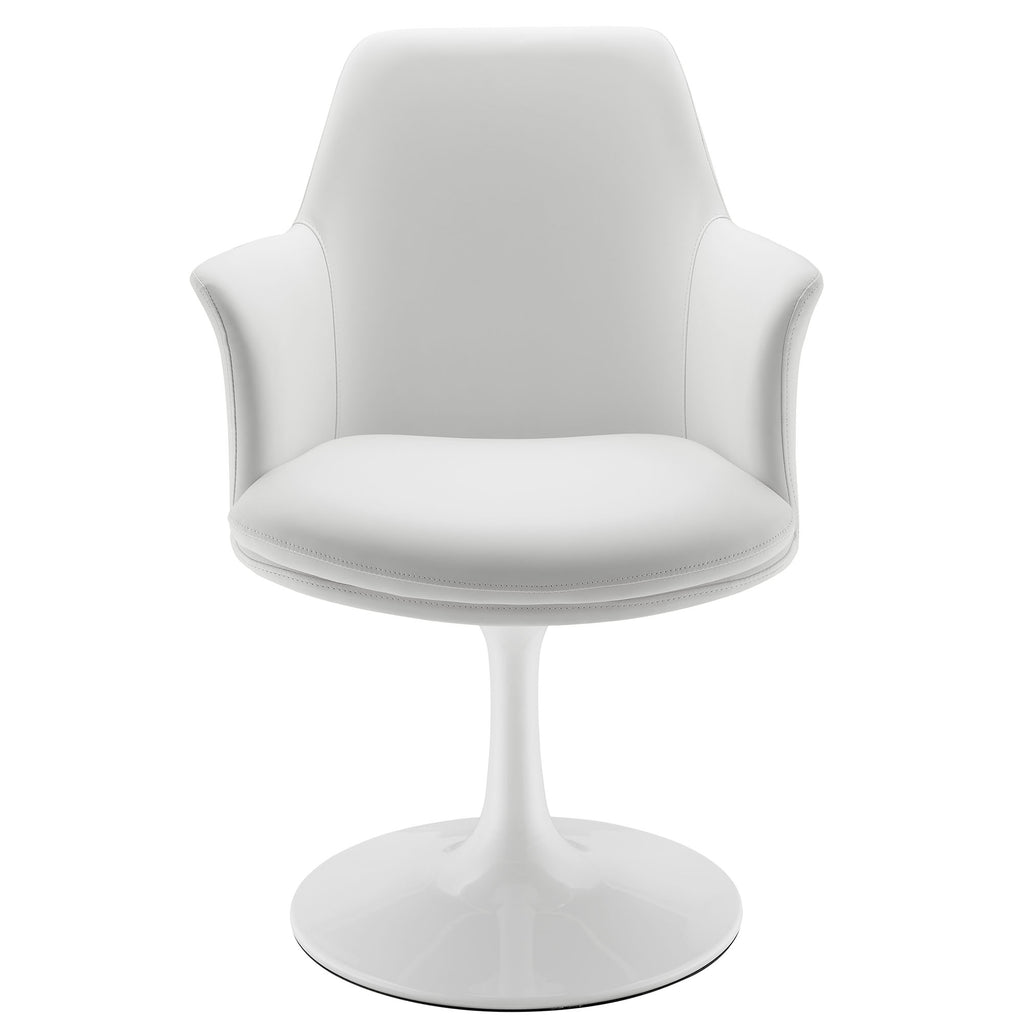 Lippa Swivel Dining Vegan Leather Armchair - White White