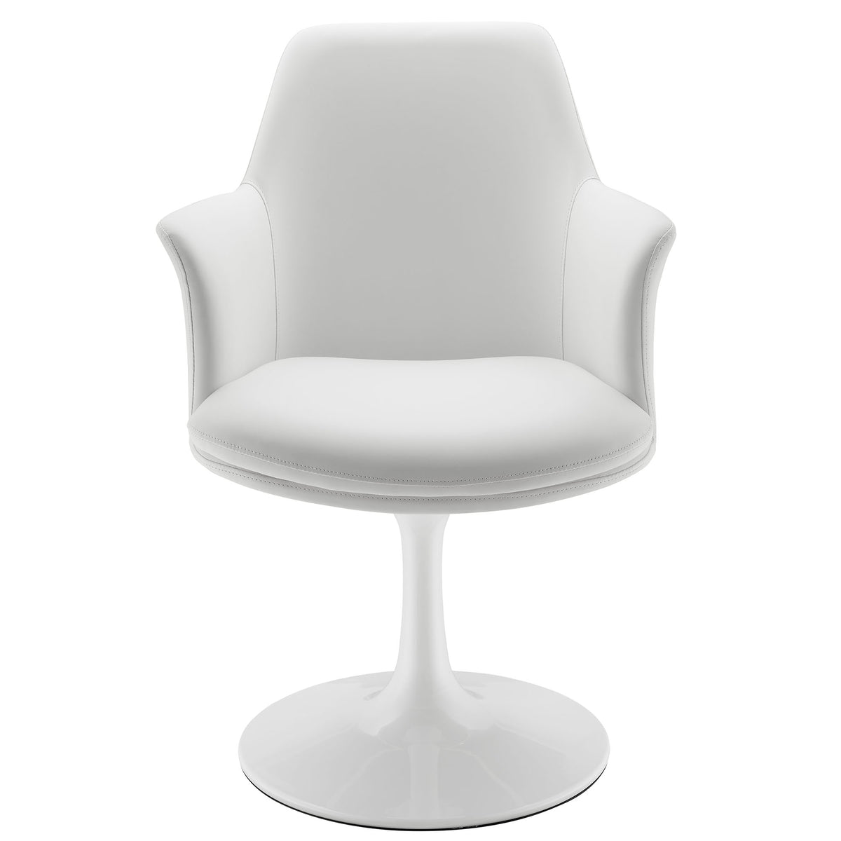 Lippa Swivel Dining Vegan Leather Armchair - White White