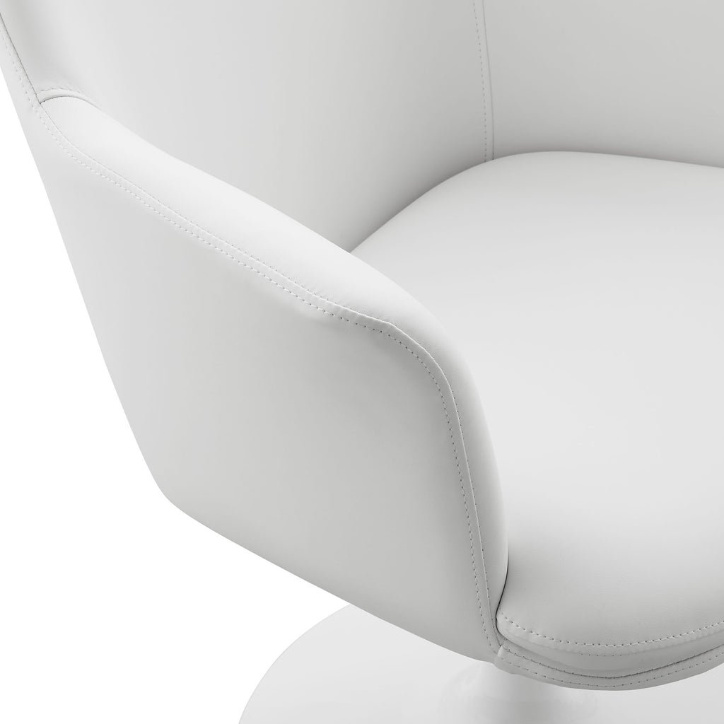 Lippa Swivel Dining Vegan Leather Armchair - White White