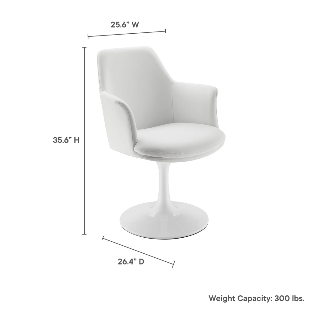 Lippa Swivel Dining Vegan Leather Armchair - White White