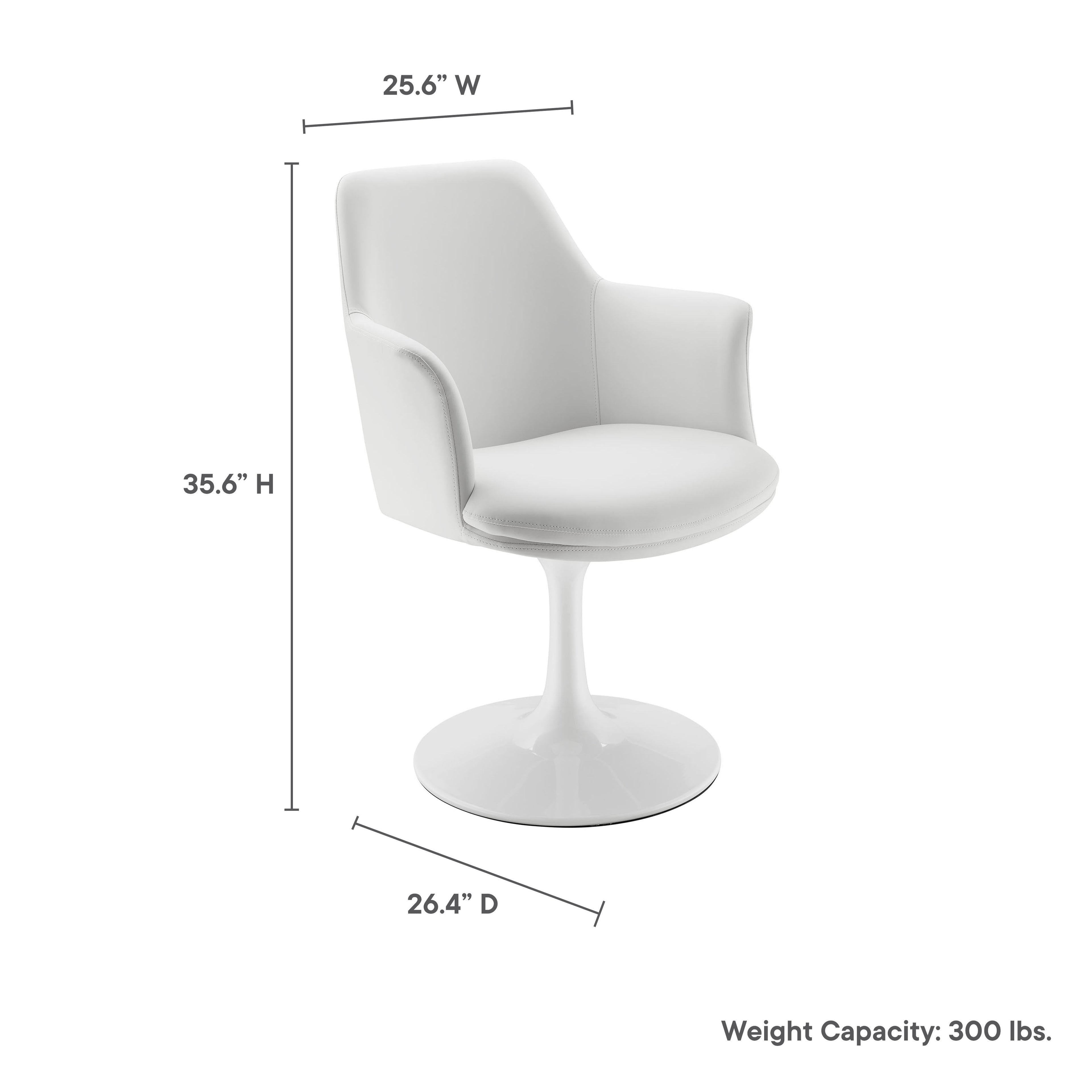 Lippa Swivel Dining Vegan Leather Armchair - White White