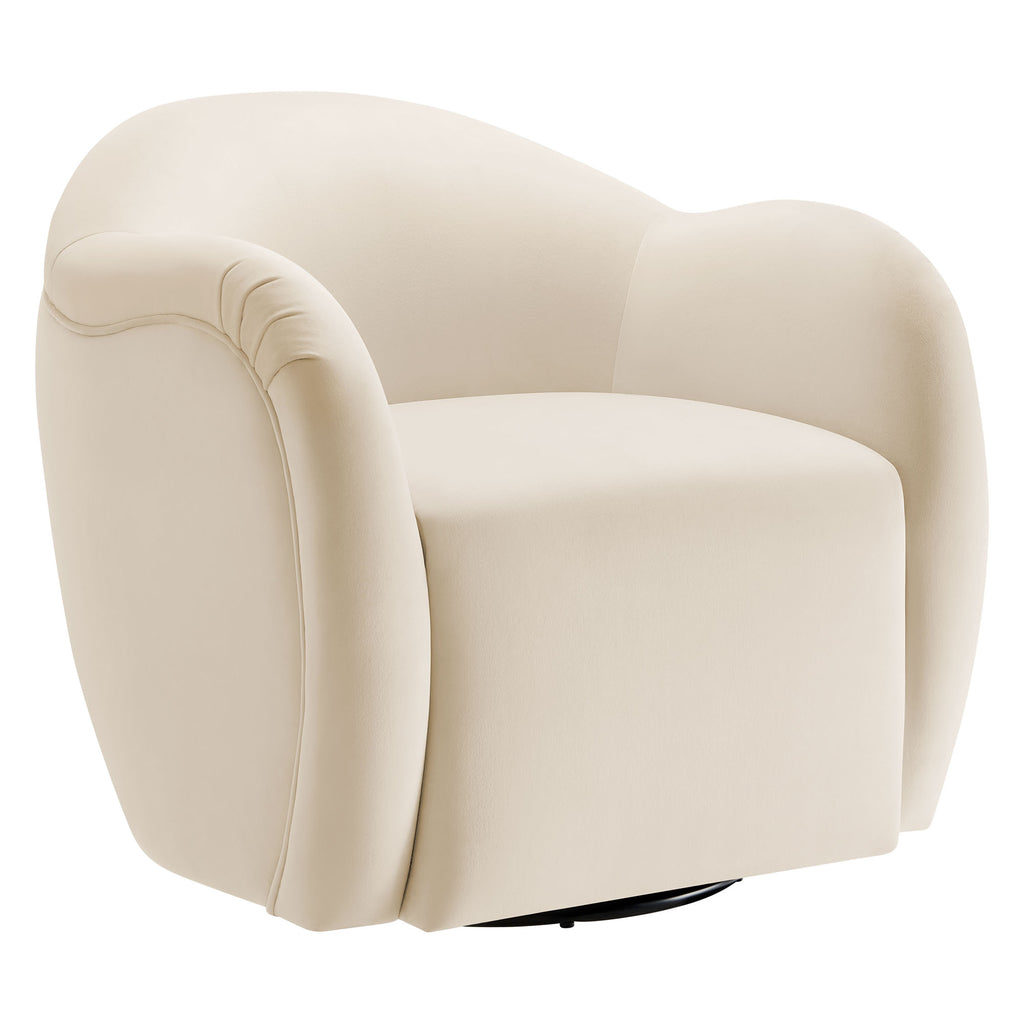 Compose Performance Velvet Swivel Armchair - Alabaster