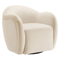 Compose Performance Velvet Swivel Armchair - Alabaster