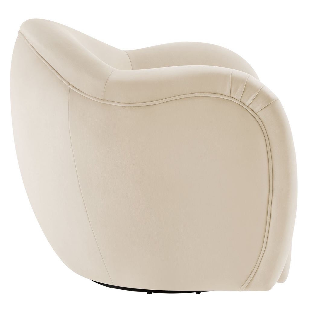Compose Performance Velvet Swivel Armchair - Alabaster