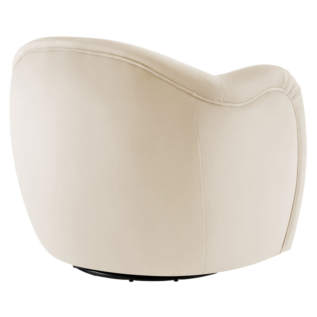 Compose Performance Velvet Swivel Armchair - Alabaster