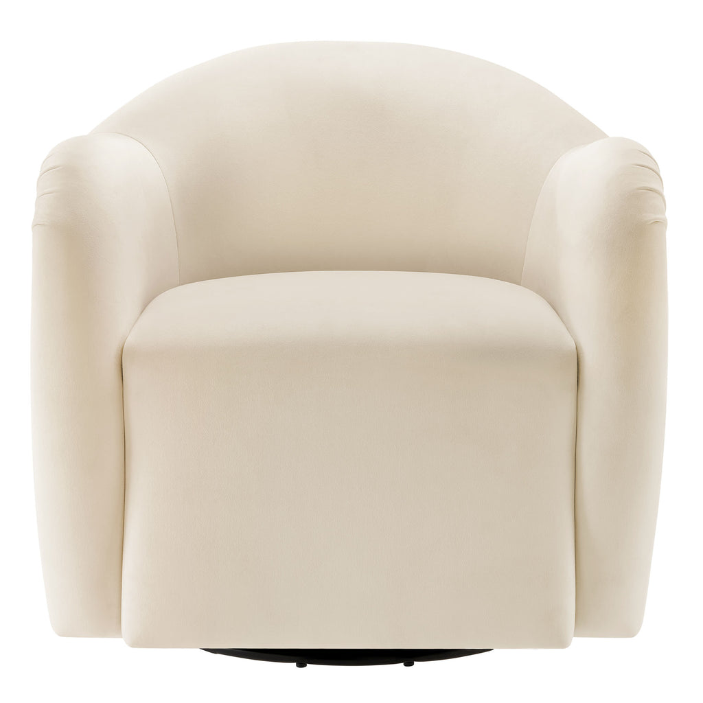 Compose Performance Velvet Swivel Armchair - Alabaster