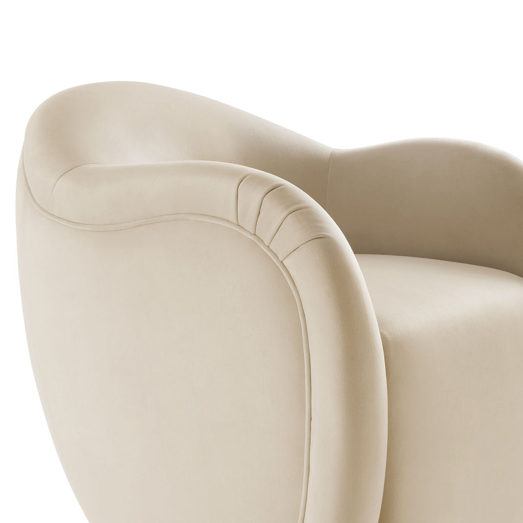 Compose Performance Velvet Swivel Armchair - Alabaster