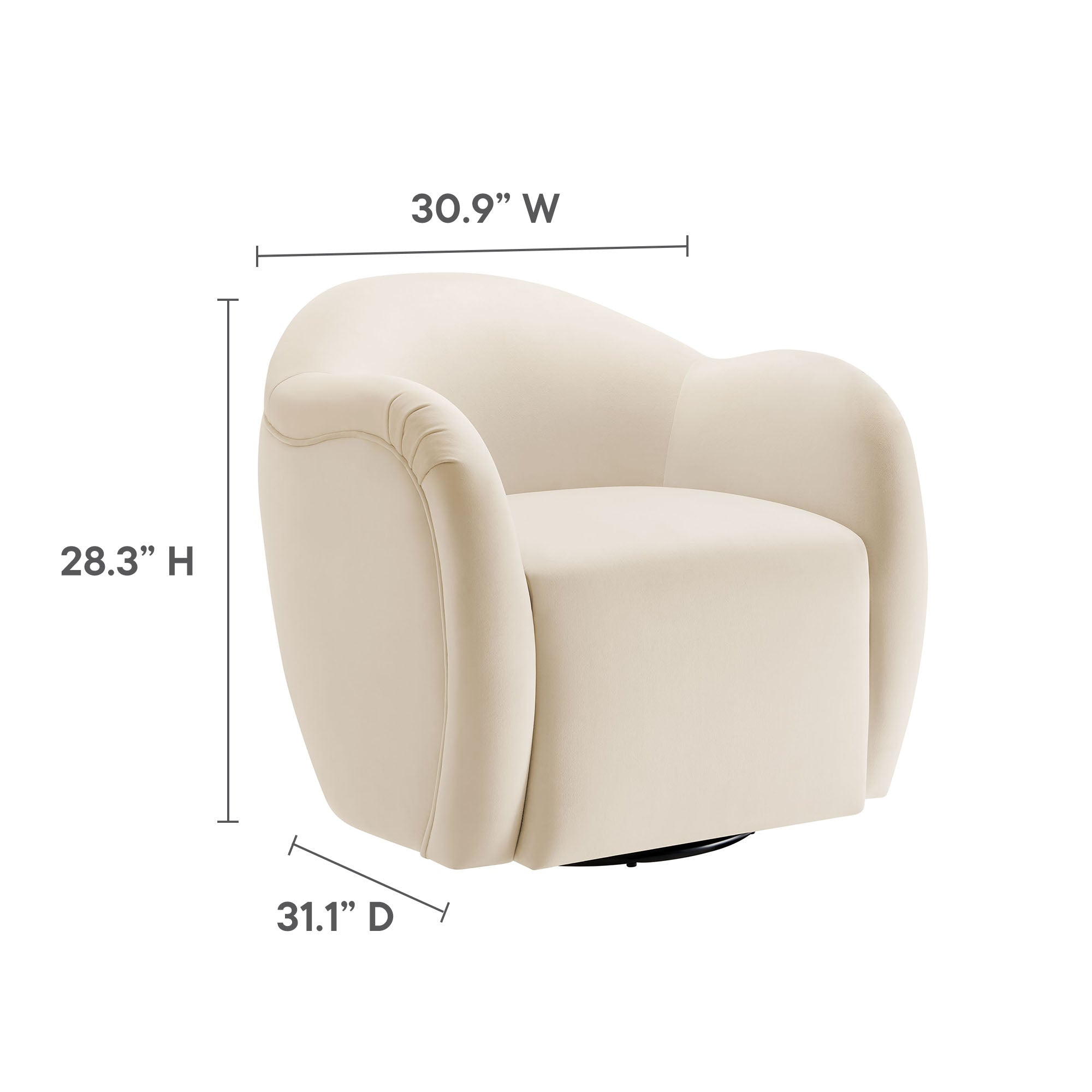 Compose Performance Velvet Swivel Armchair - Alabaster