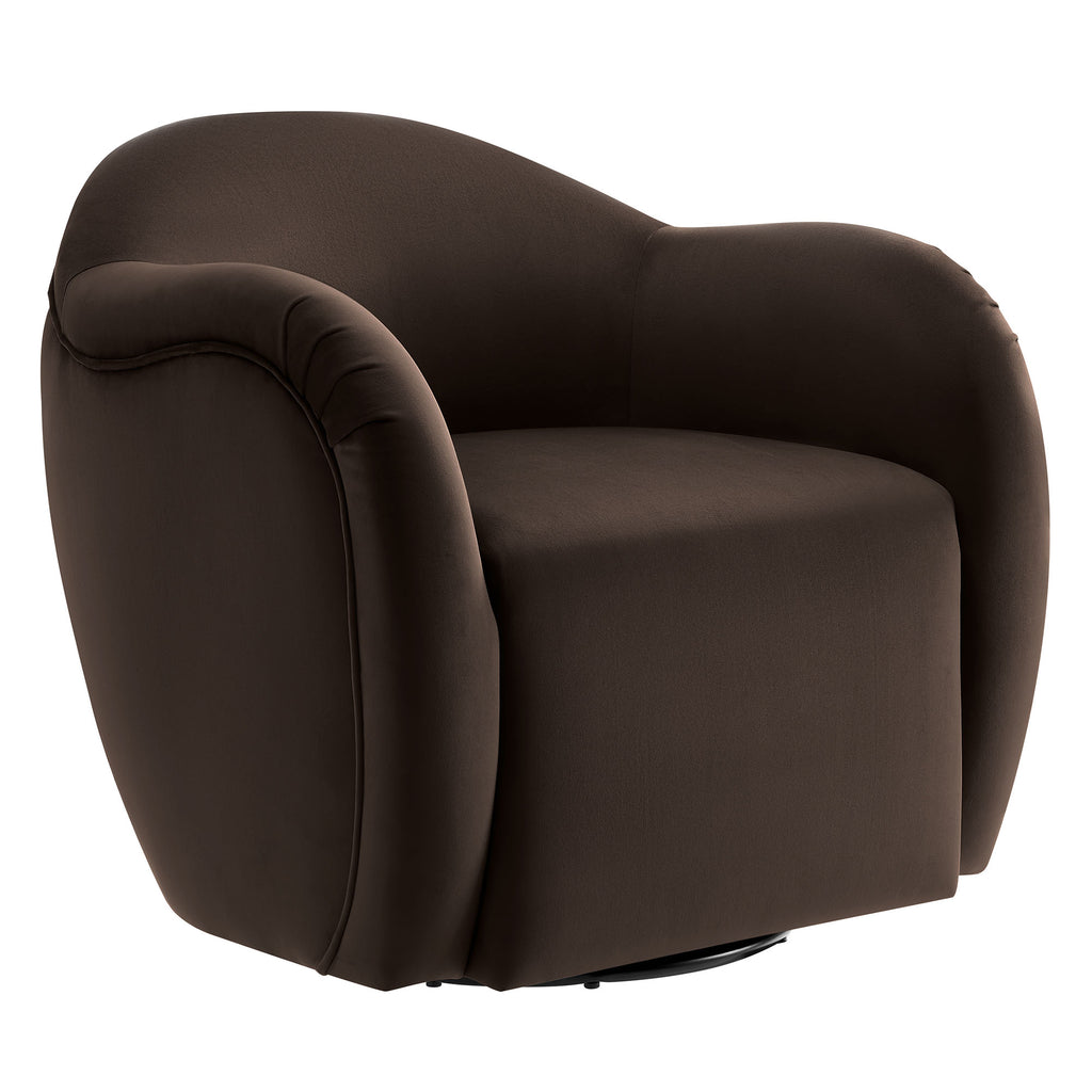 Compose Performance Velvet Swivel Armchair - Chocolate Brown