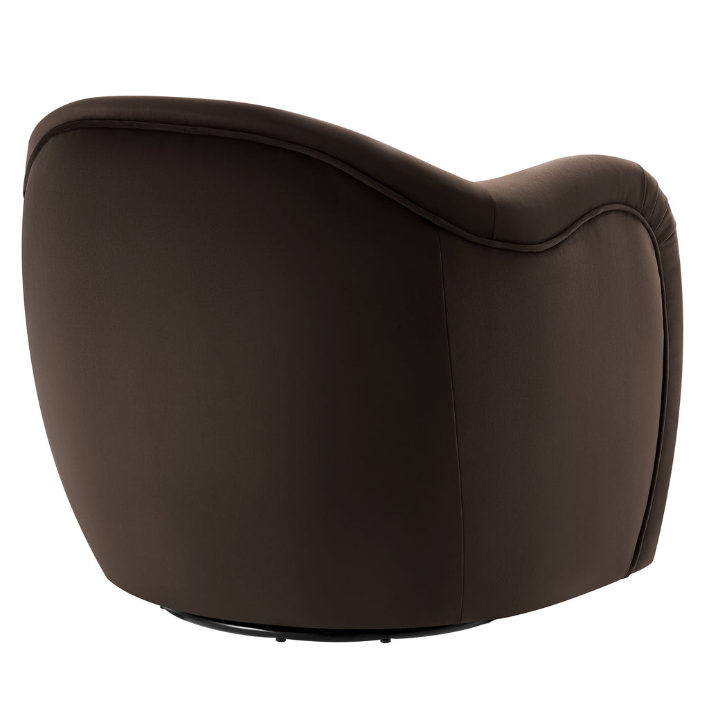 Compose Performance Velvet Swivel Armchair - Chocolate Brown