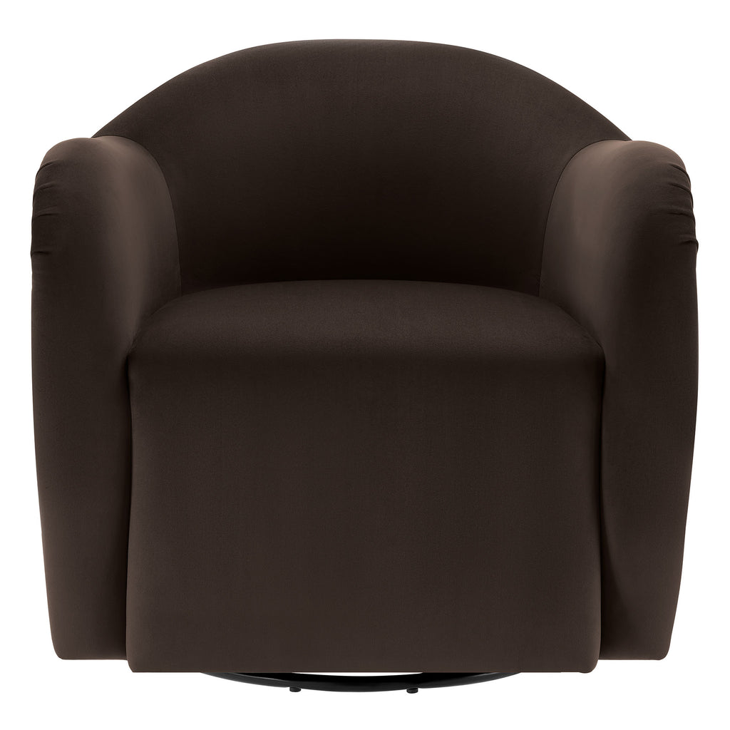 Compose Performance Velvet Swivel Armchair - Chocolate Brown