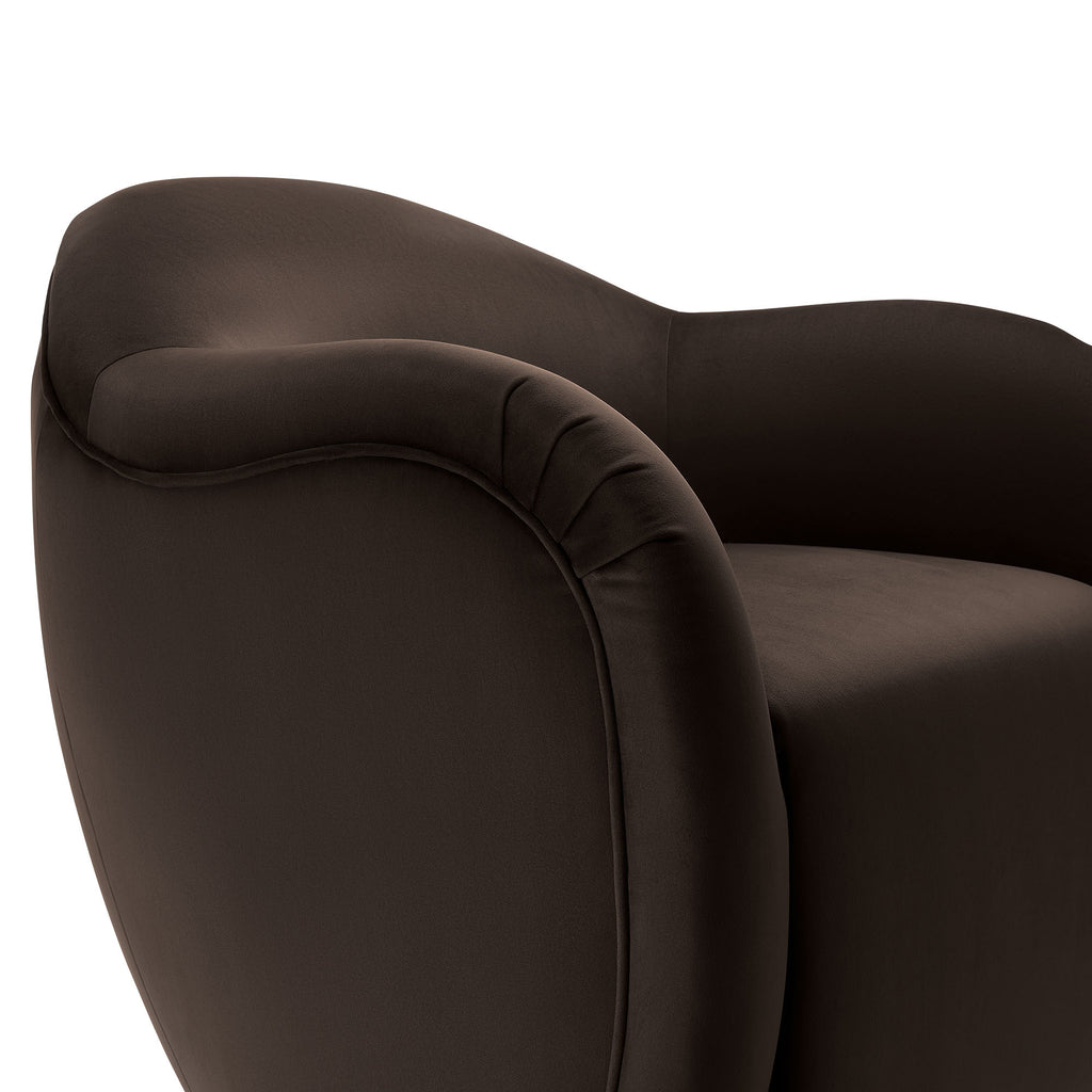 Compose Performance Velvet Swivel Armchair - Chocolate Brown