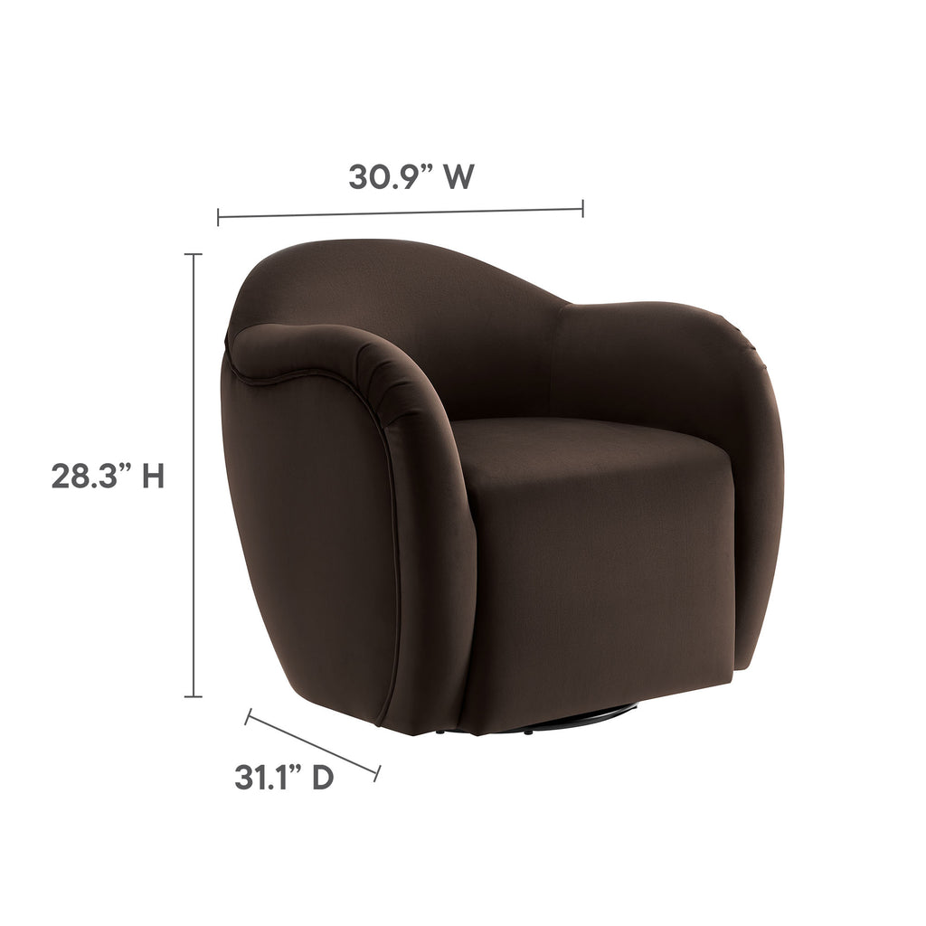 Compose Performance Velvet Swivel Armchair - Chocolate Brown