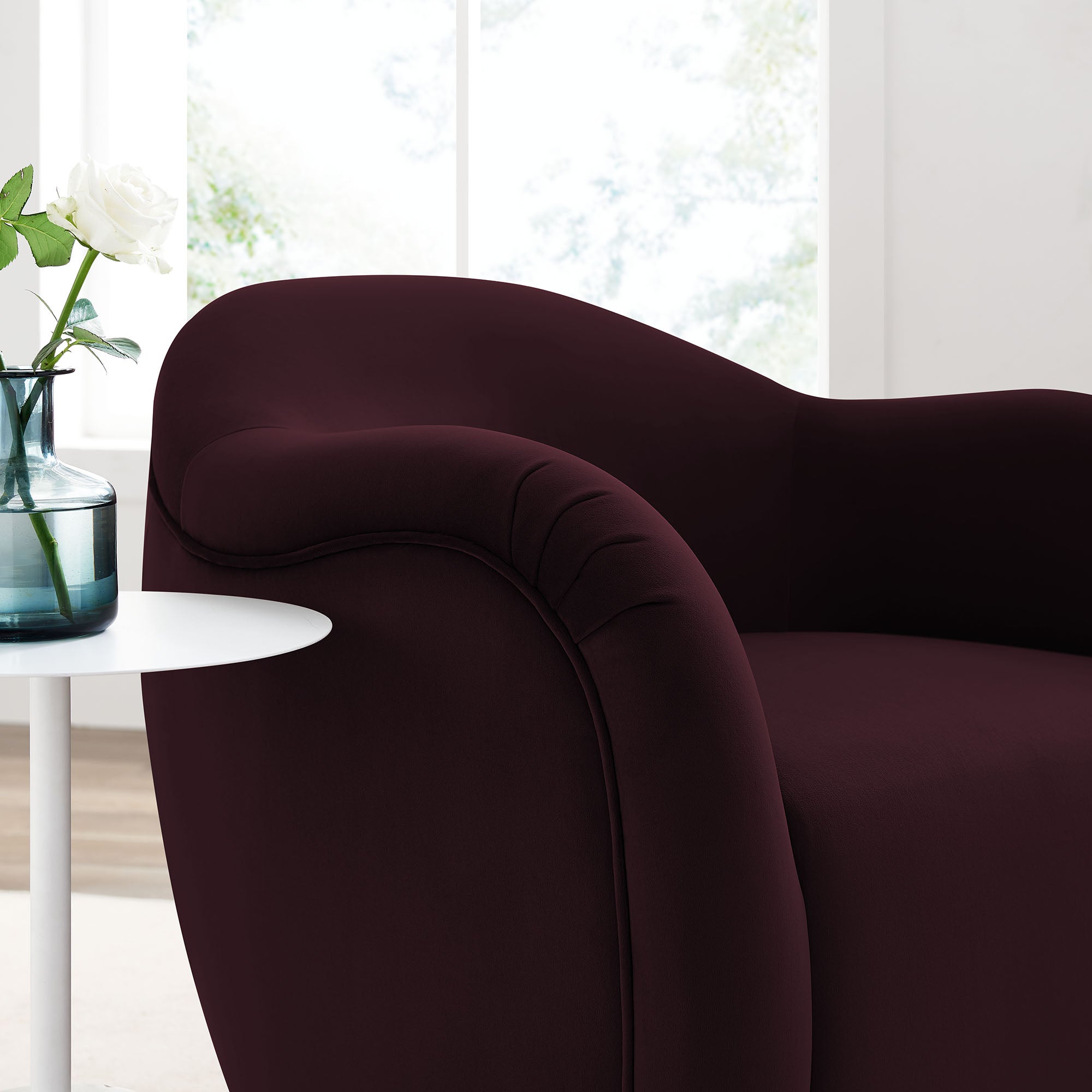 Compose Performance Velvet Swivel Armchair - Mulberry