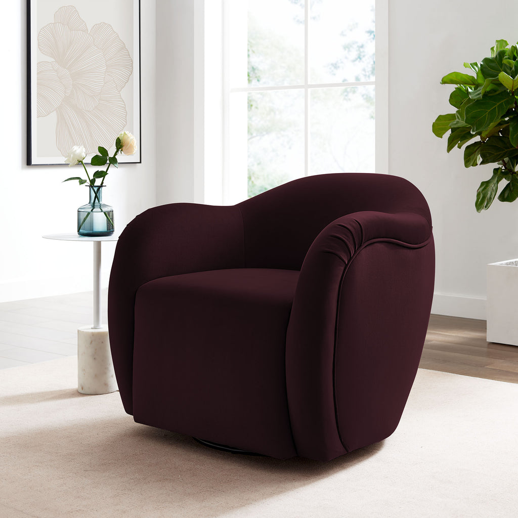 Compose Performance Velvet Swivel Armchair - Mulberry