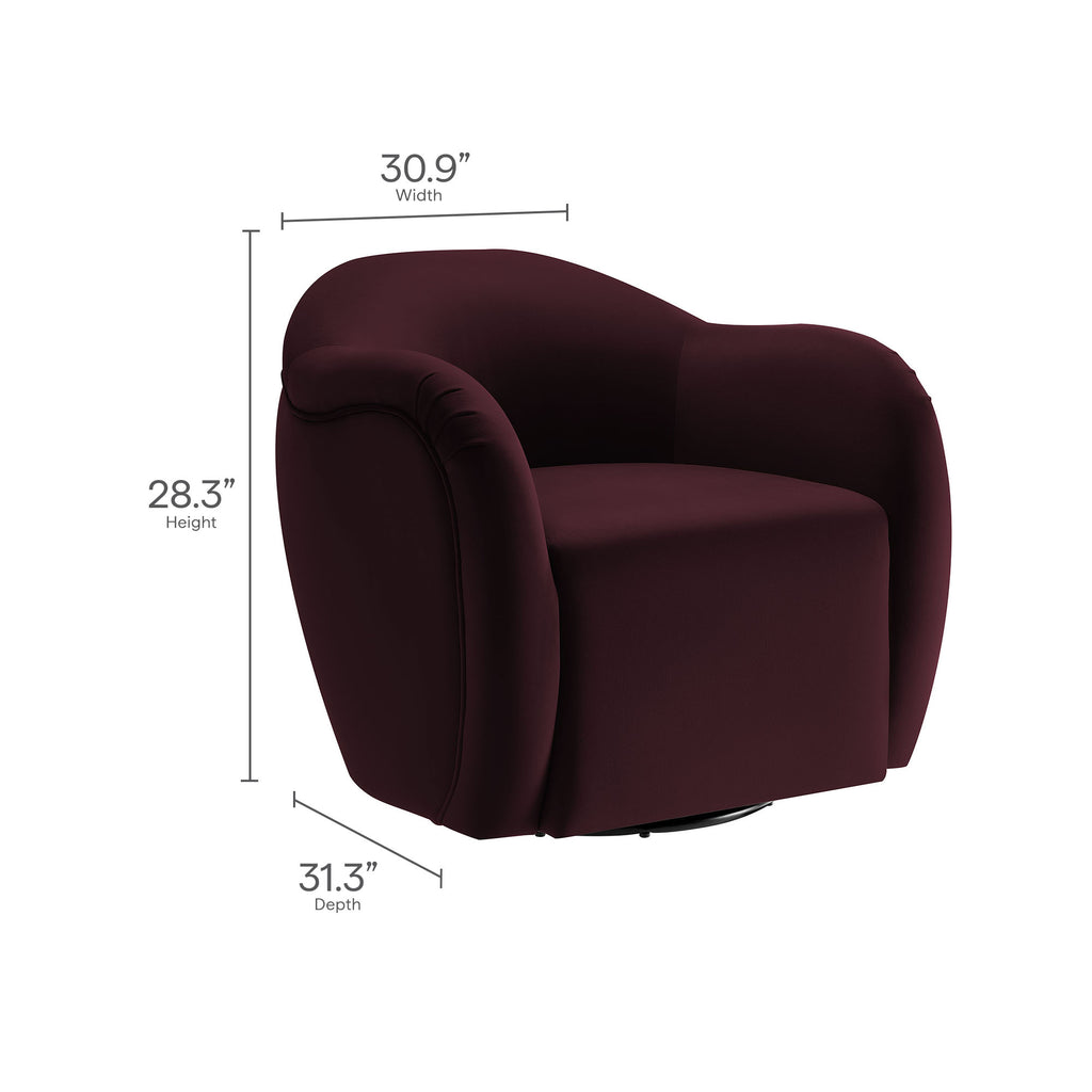 Compose Performance Velvet Swivel Armchair - Mulberry