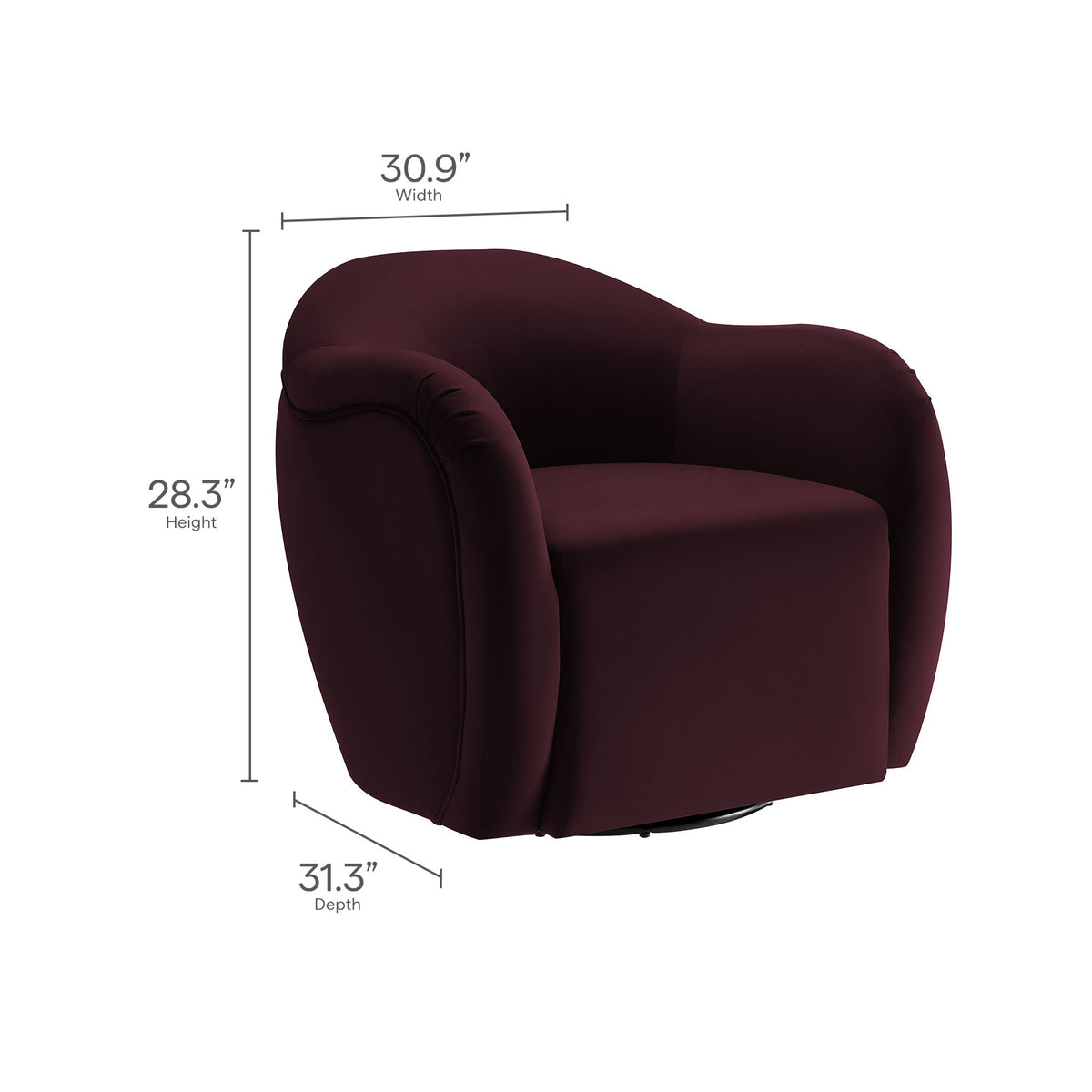 Compose Performance Velvet Swivel Armchair - Mulberry