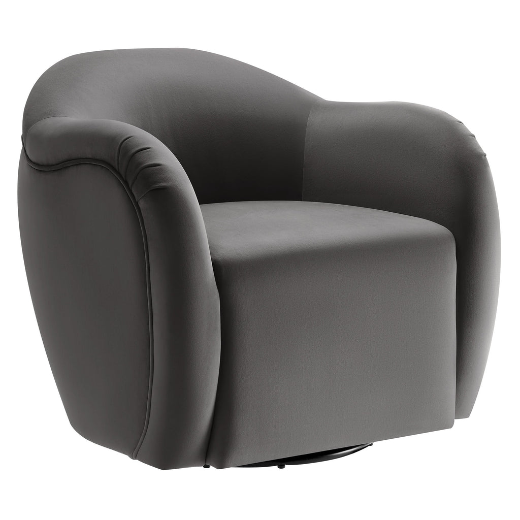 Compose Performance Velvet Swivel Armchair - Storm Gray
