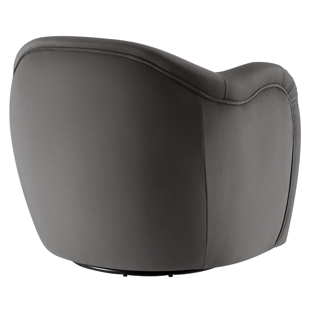 Compose Performance Velvet Swivel Armchair - Storm Gray