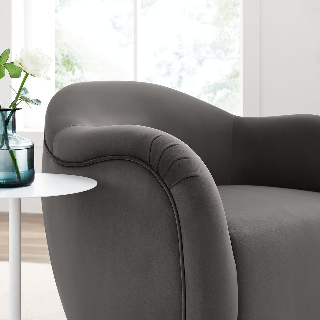 Compose Performance Velvet Swivel Armchair - Storm Gray