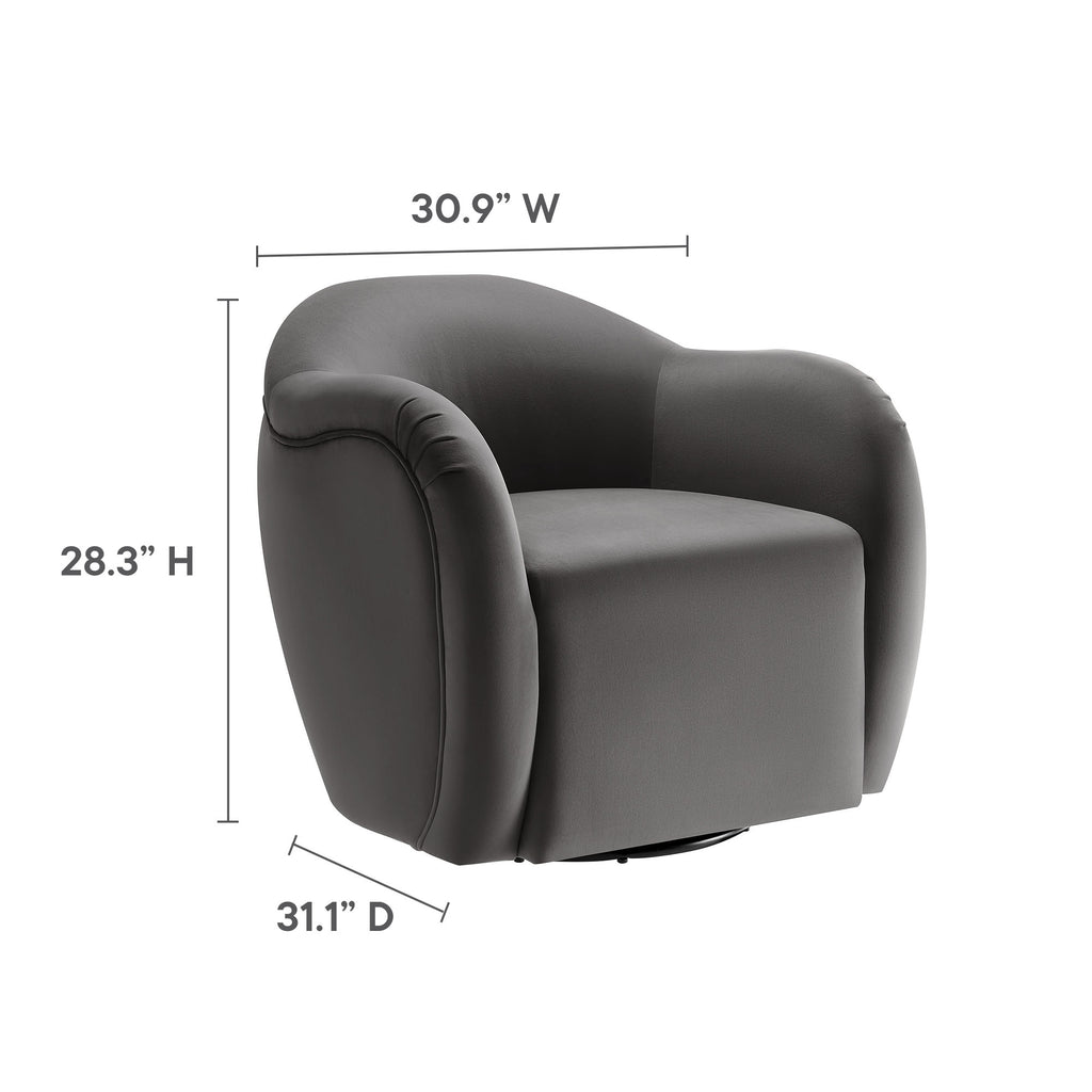 Compose Performance Velvet Swivel Armchair - Storm Gray