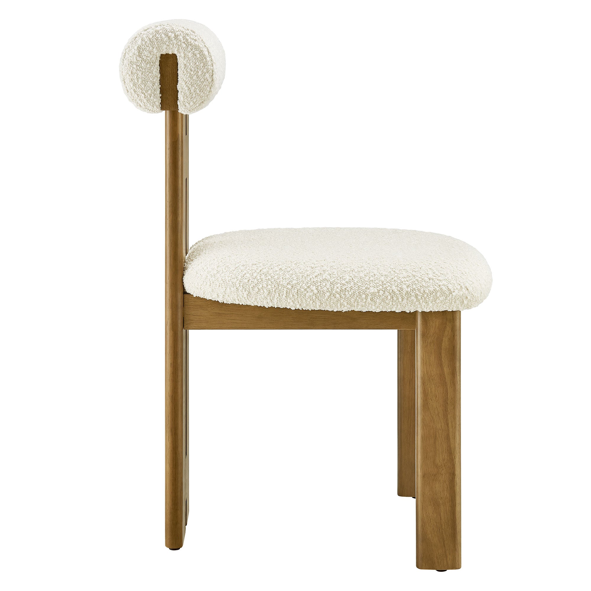 Torian Boucle Fabric Dining Chair Set of 2 - French Oak Ivory