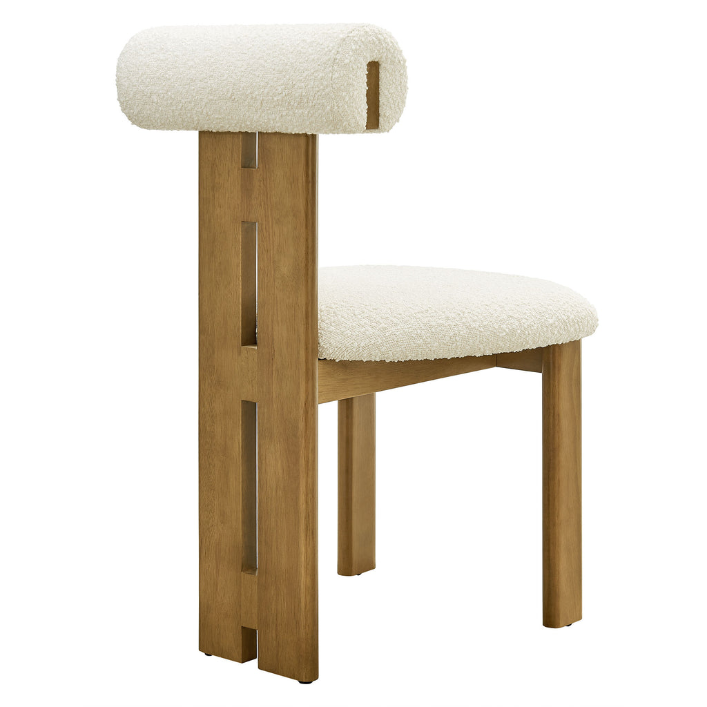 Torian Boucle Fabric Dining Chair Set of 2 - French Oak Ivory