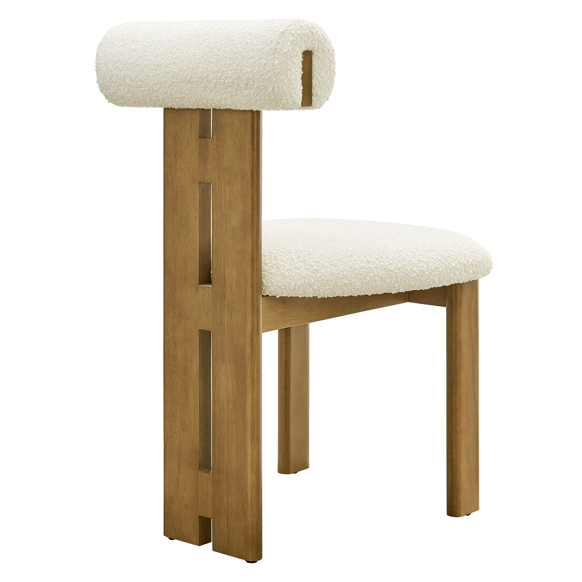 Torian Boucle Fabric Dining Chair Set of 2 - French Oak Ivory