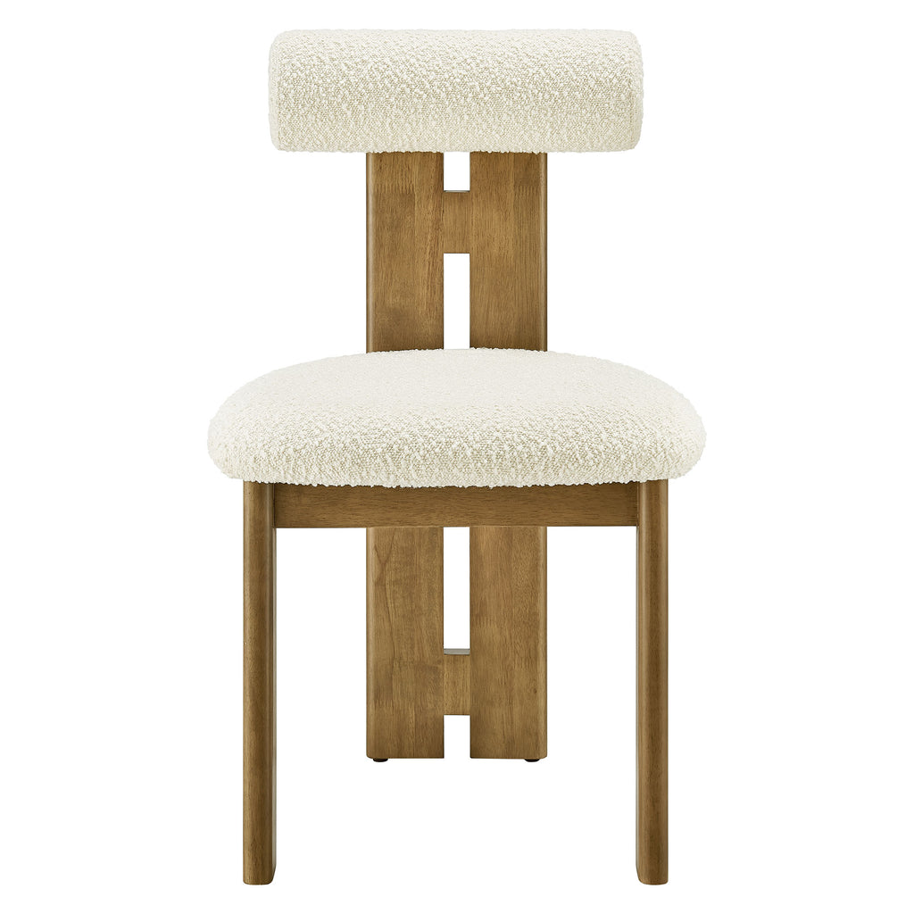 Torian Boucle Fabric Dining Chair Set of 2 - French Oak Ivory