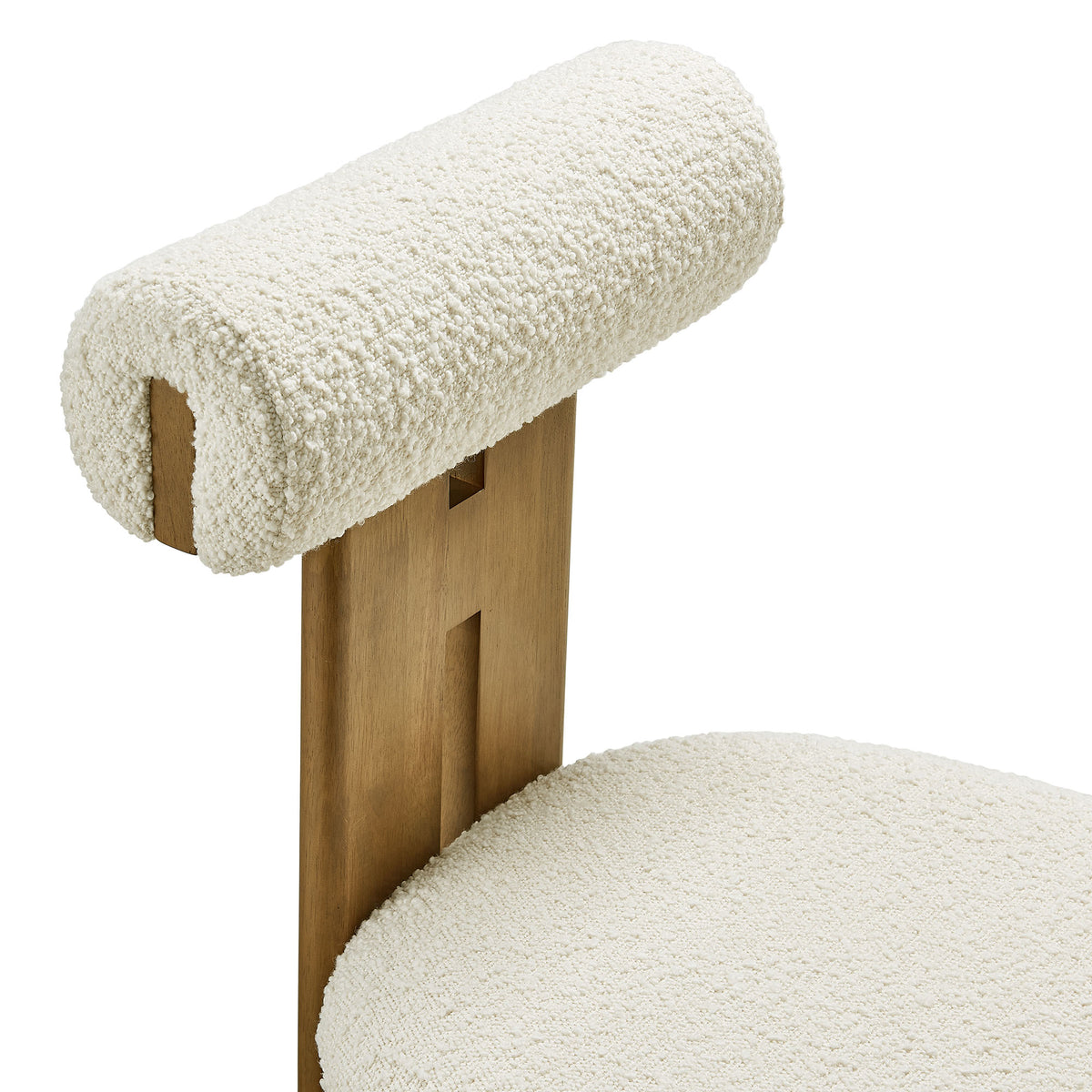 Torian Boucle Fabric Dining Chair Set of 2 - French Oak Ivory