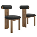 Torian Boucle Fabric Dining Chair Set of 2 - Walnut Black