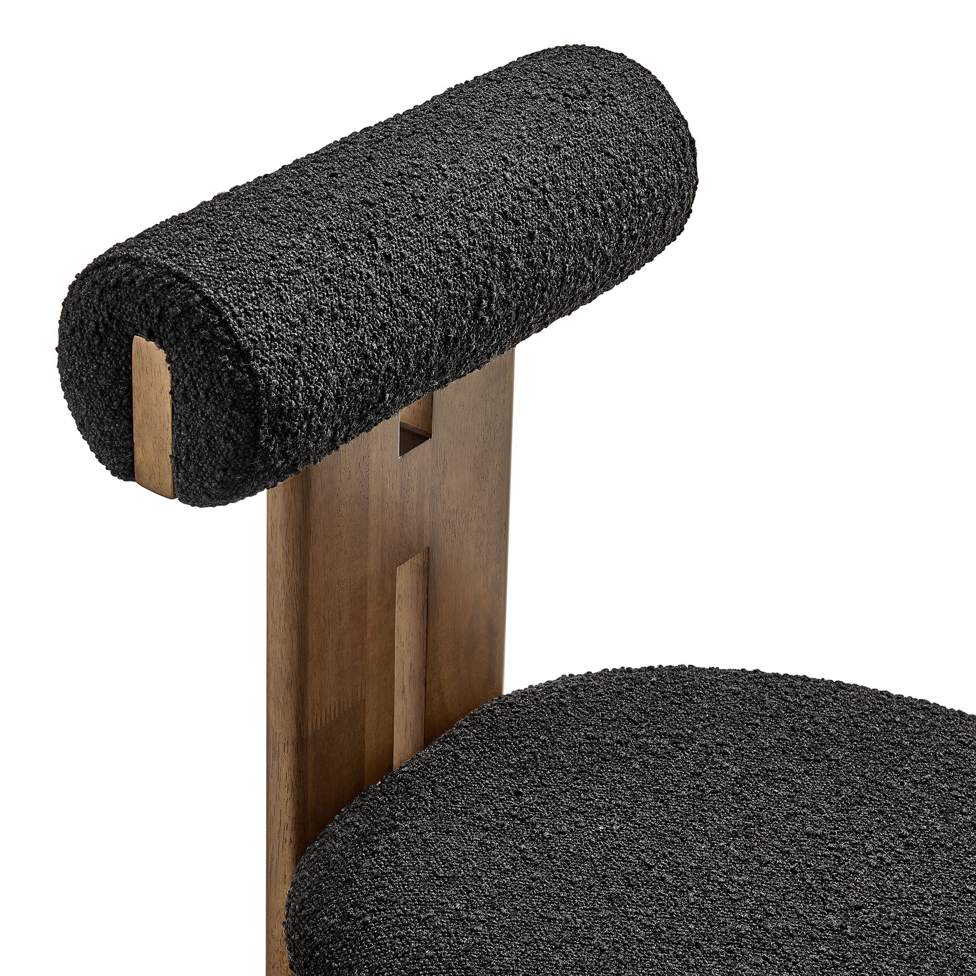 Torian Boucle Fabric Dining Chair Set of 2 - Walnut Black