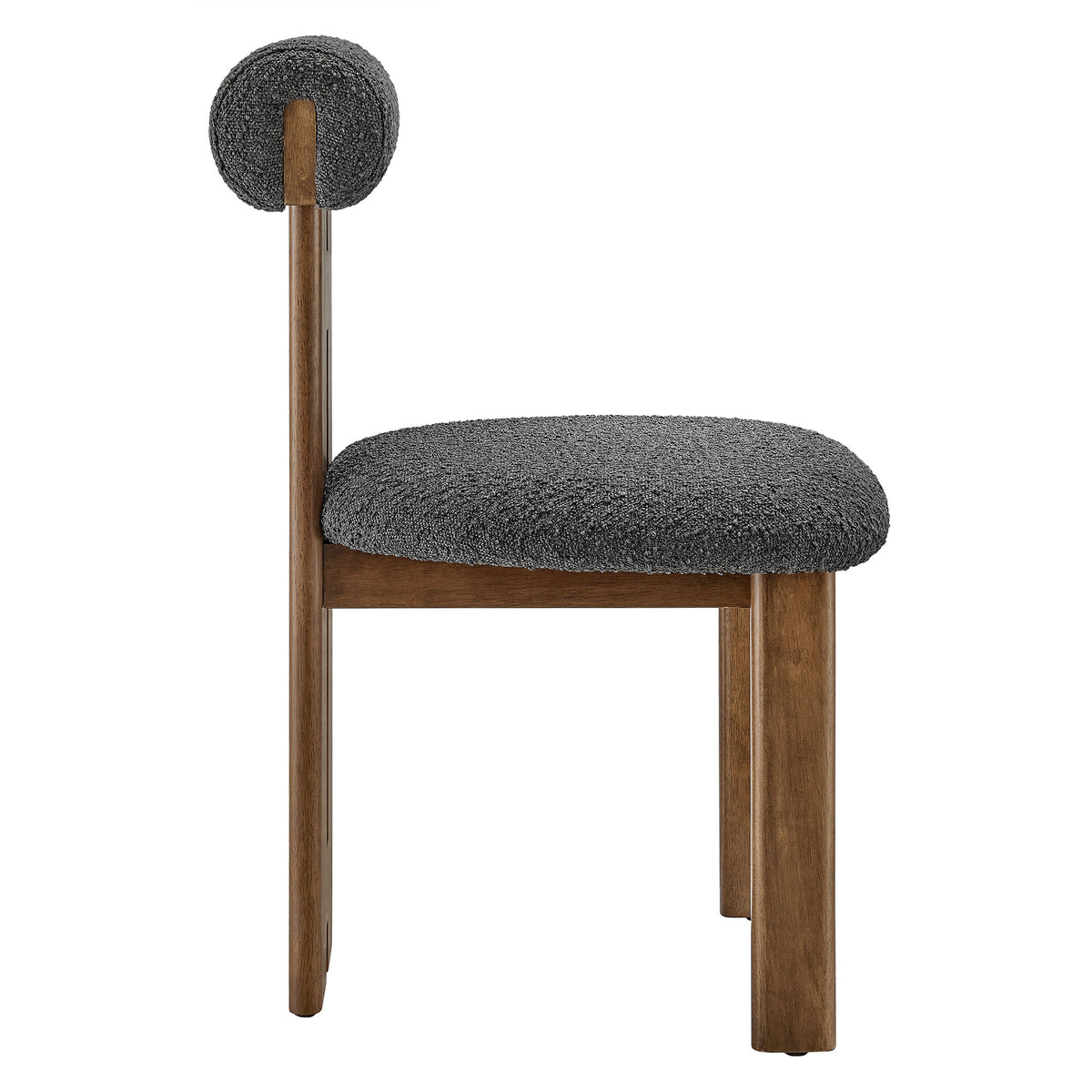 Torian Boucle Fabric Dining Chair Set of 2 - Walnut Charcoal