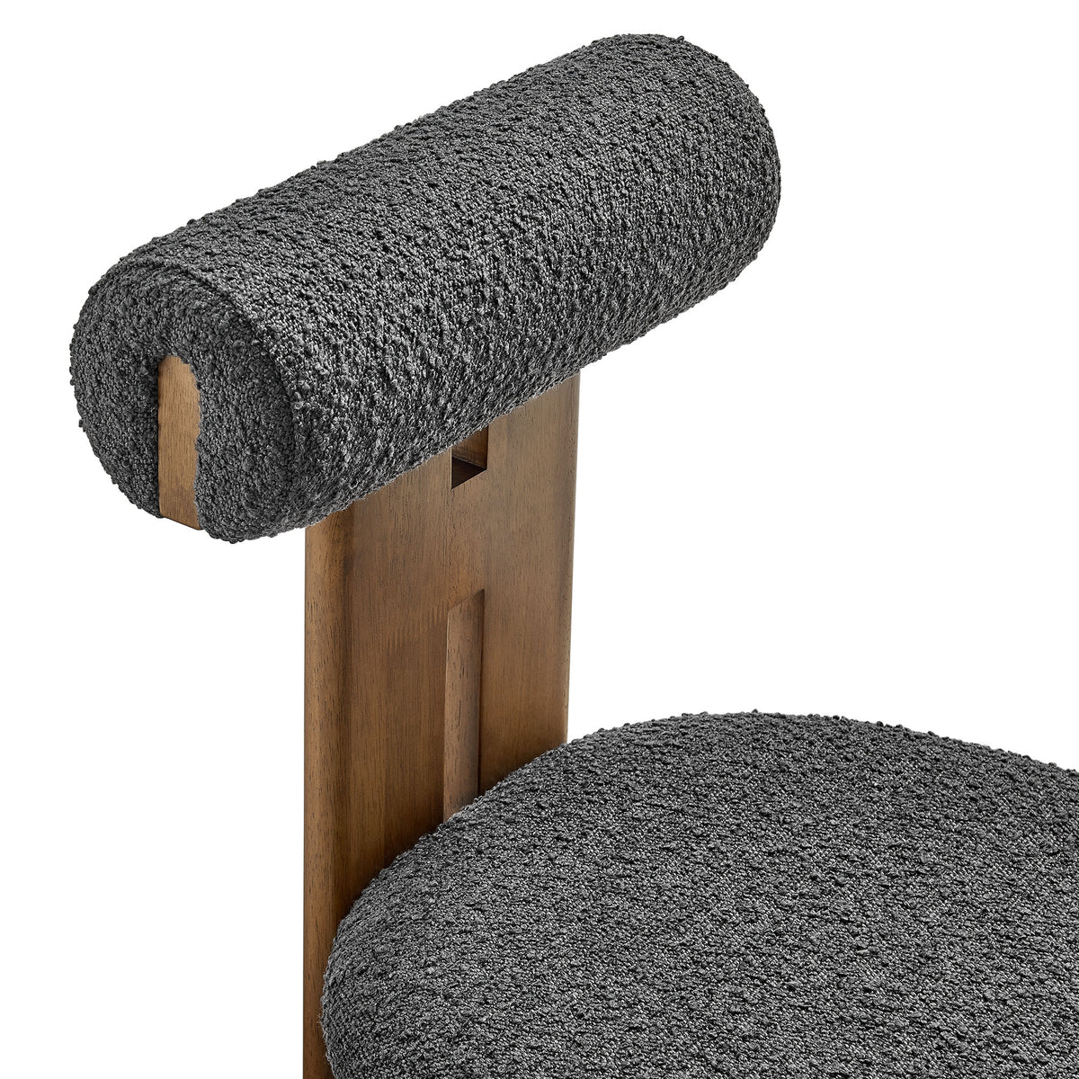 Torian Boucle Fabric Dining Chair Set of 2 - Walnut Charcoal