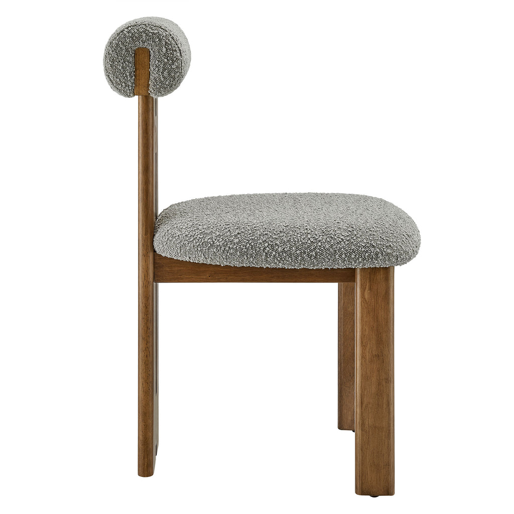 Torian Boucle Fabric Dining Chair Set of 2 - Walnut Light Gray