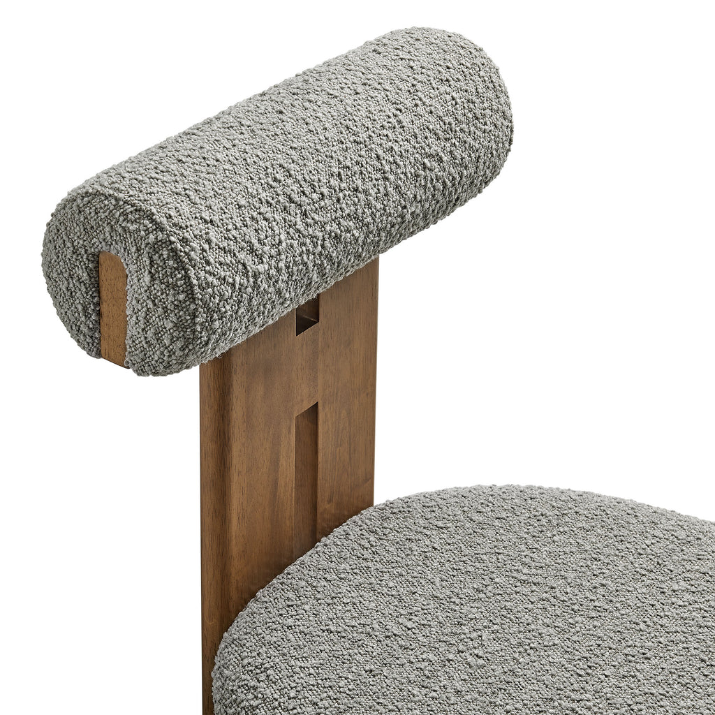 Torian Boucle Fabric Dining Chair Set of 2 - Walnut Light Gray