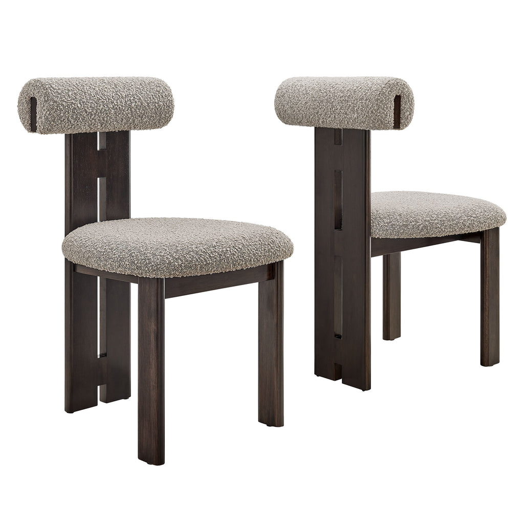 Torian Boucle Fabric Dining Chair Set of 2 - Wenge Taupe