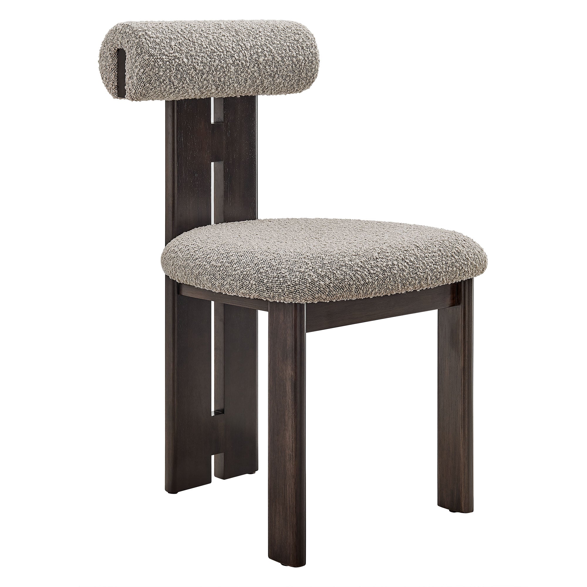 Torian Boucle Fabric Dining Chair Set of 2 - Wenge Taupe