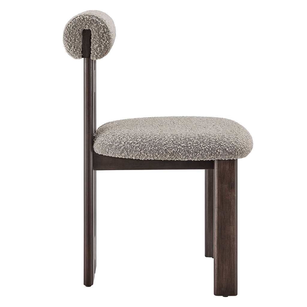 Torian Boucle Fabric Dining Chair Set of 2 - Wenge Taupe