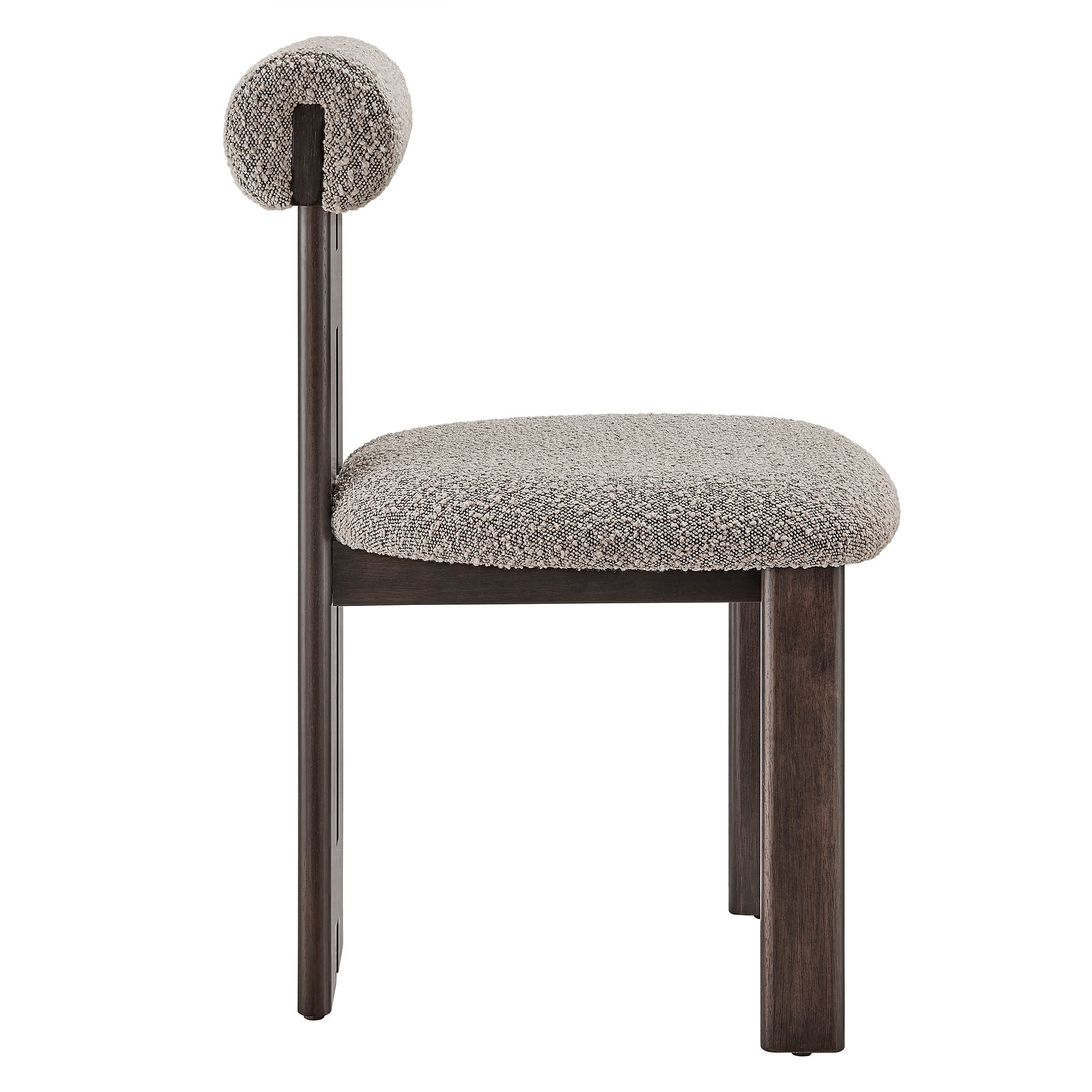 Torian Boucle Fabric Dining Chair Set of 2 - Wenge Taupe