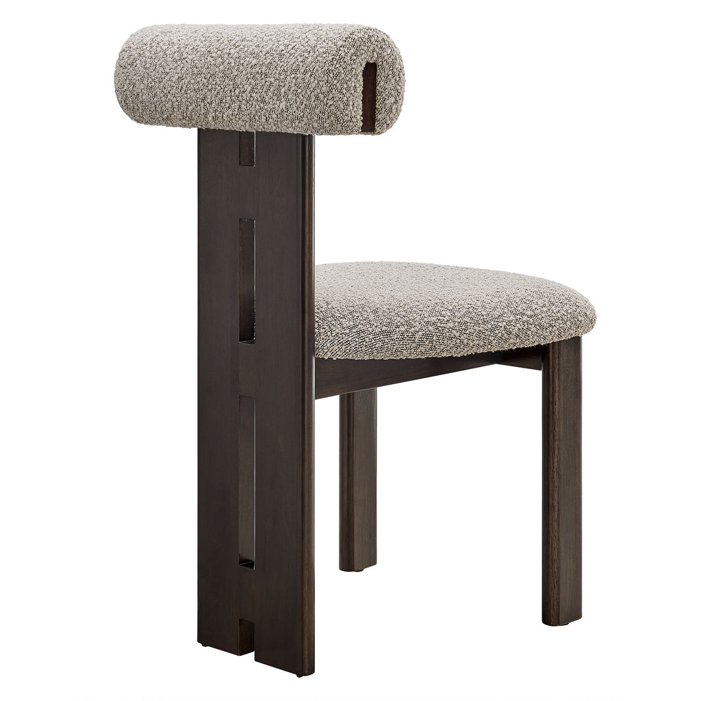Torian Boucle Fabric Dining Chair Set of 2 - Wenge Taupe
